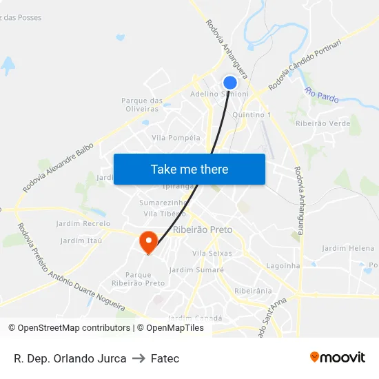 R. Dep. Orlando Jurca to Fatec map
