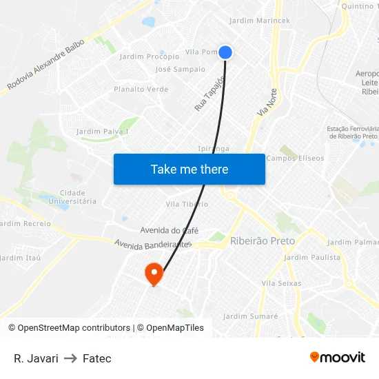 R. Javari to Fatec map