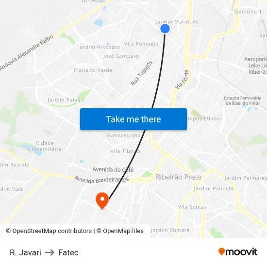 R. Javari to Fatec map