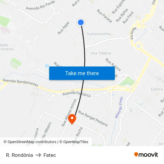 R. Rondônia to Fatec map