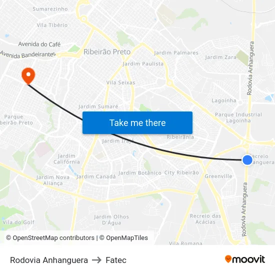 Rodovia Anhanguera to Fatec map