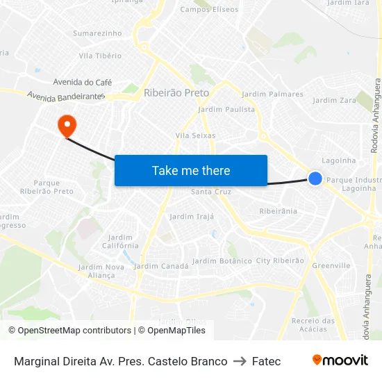 Marginal Direita Av. Pres. Castelo Branco to Fatec map