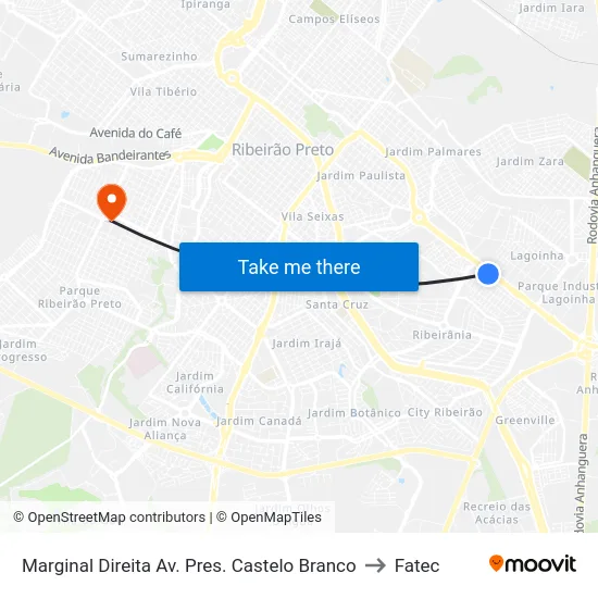 Marginal Direita Av. Pres. Castelo Branco to Fatec map