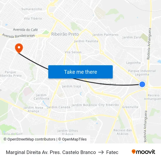 Marginal Direita Av. Pres. Castelo Branco to Fatec map