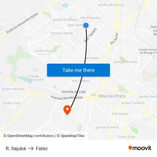 R. Itajubá to Fatec map