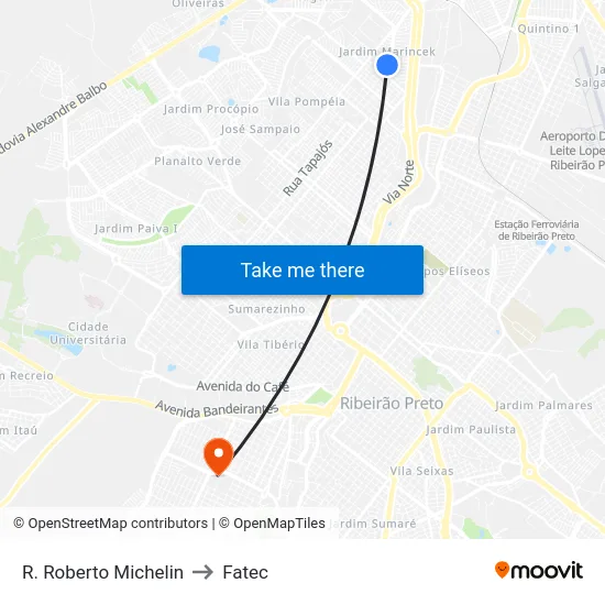 R. Roberto Michelin to Fatec map