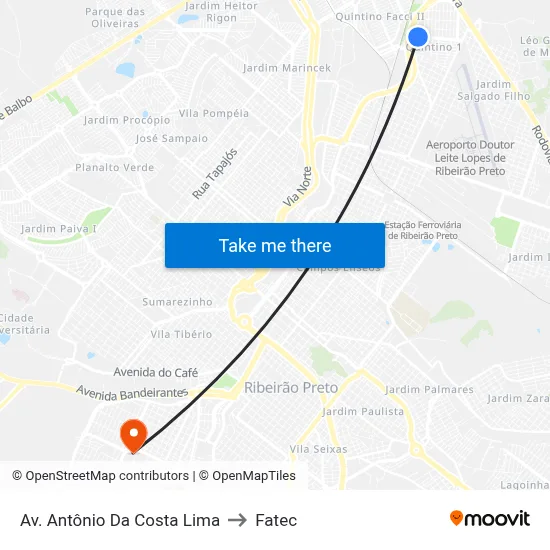Av. Antônio Da Costa Lima to Fatec map