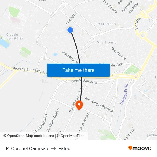 R. Coronel Camisão to Fatec map