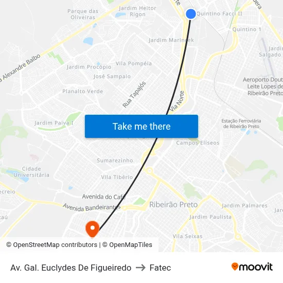 Av. Gal. Euclydes De Figueiredo to Fatec map