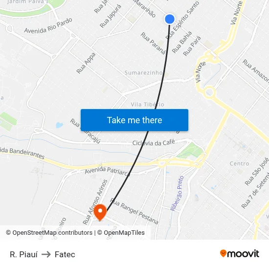 R. Piauí to Fatec map