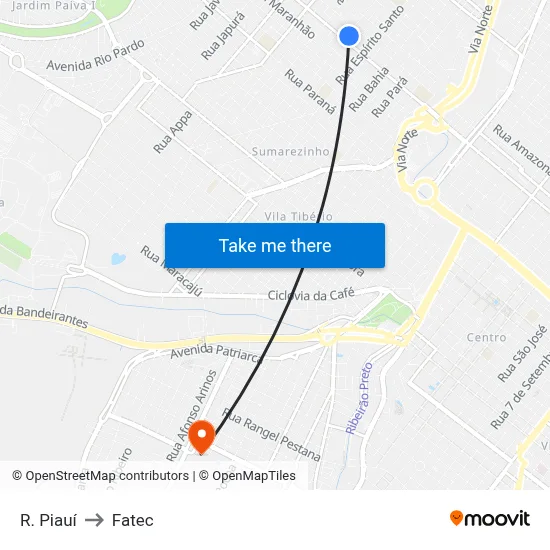 R. Piauí to Fatec map