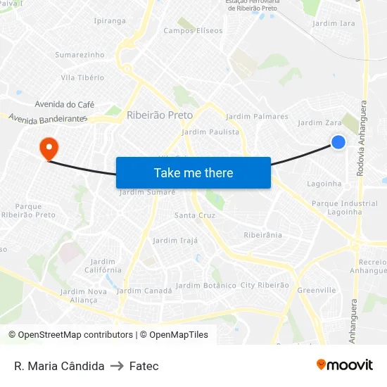 R. Maria Cândida to Fatec map