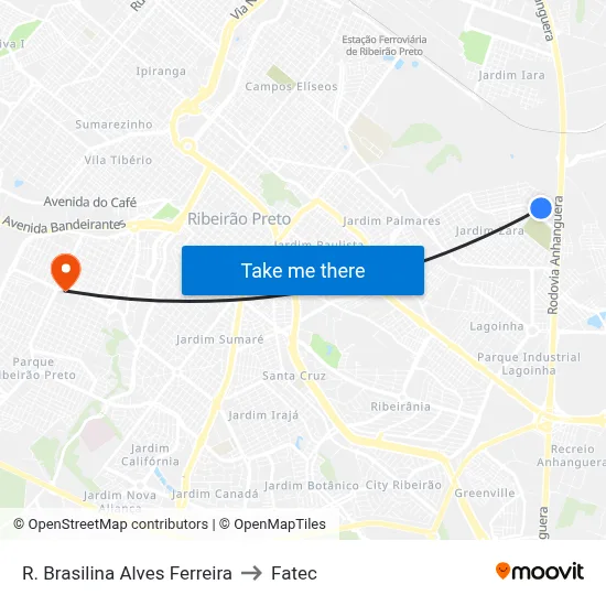 R. Brasilina Alves Ferreira to Fatec map