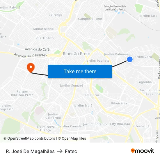 R. José De Magalhães to Fatec map