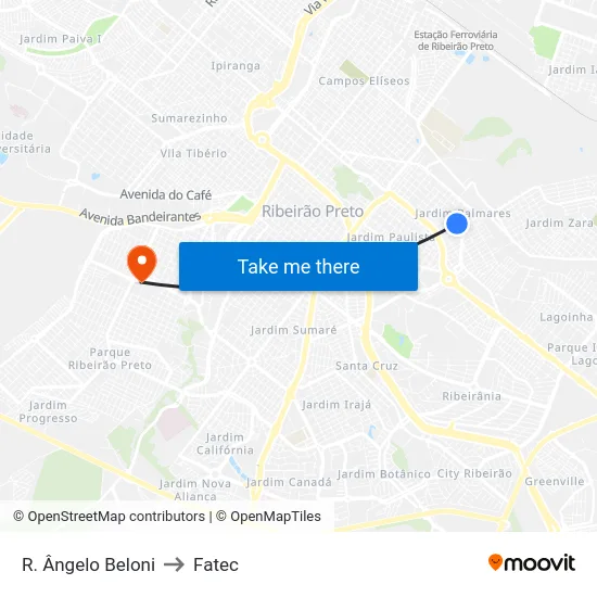 R. Ângelo Beloni to Fatec map