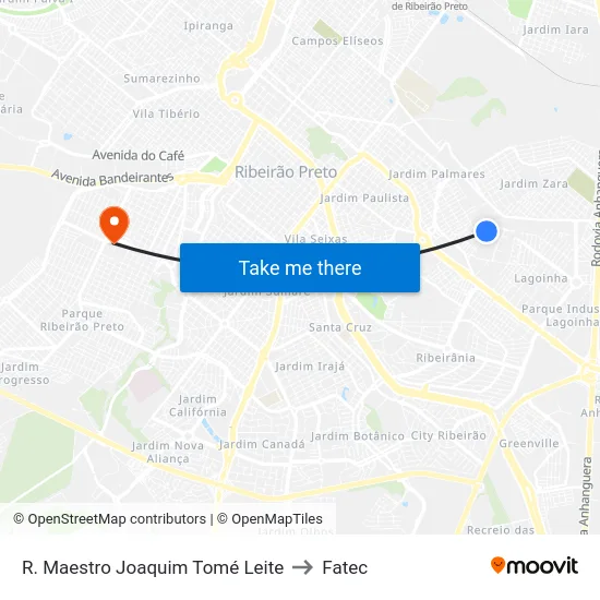 R.  Maestro Joaquim Tomé Leite to Fatec map