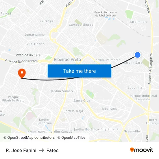 R. José Fanini to Fatec map