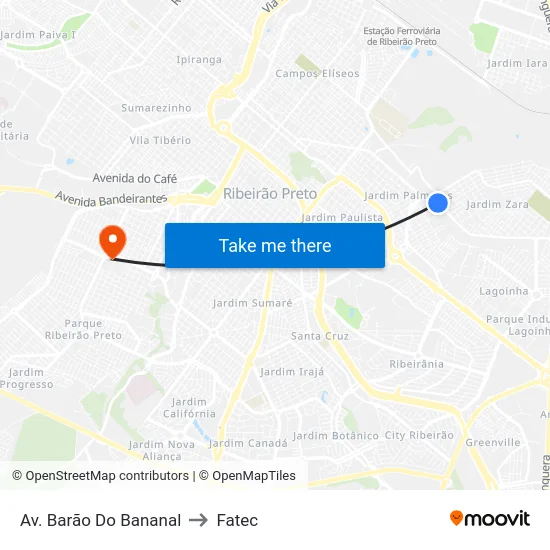 Av. Barão Do Bananal to Fatec map