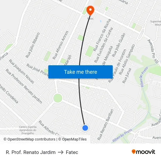 R. Prof. Renato Jardim to Fatec map