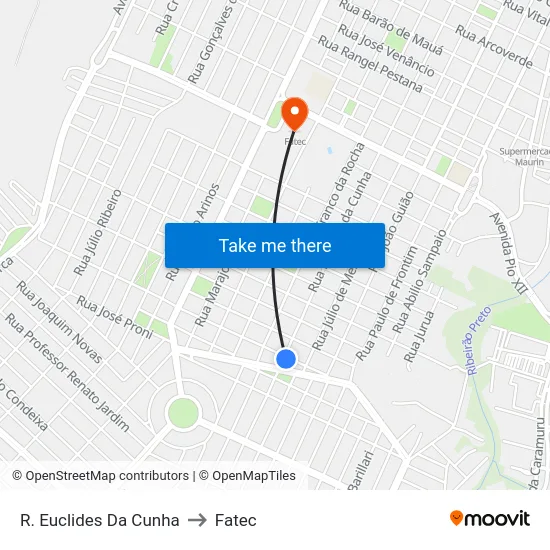 R. Euclides Da Cunha to Fatec map