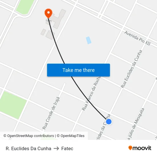 R. Euclides Da Cunha to Fatec map