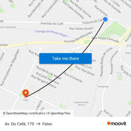 Av. Do Café, 170 to Fatec map