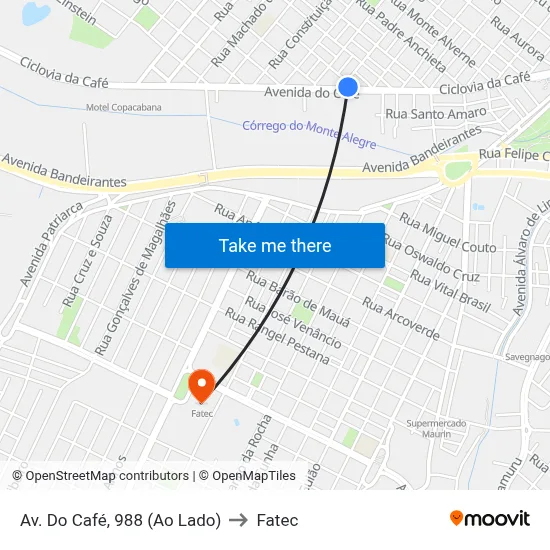 Av. Do Café, 988 (Ao Lado) to Fatec map