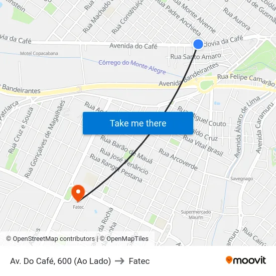 Av. Do Café, 600 (Ao Lado) to Fatec map