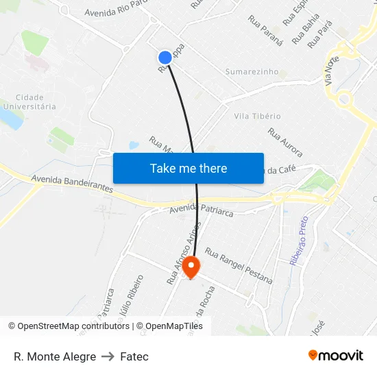 R. Monte Alegre to Fatec map