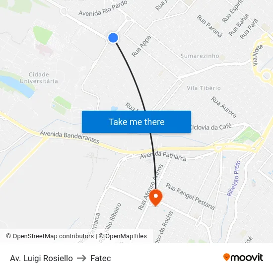 Av. Luigi Rosiello to Fatec map