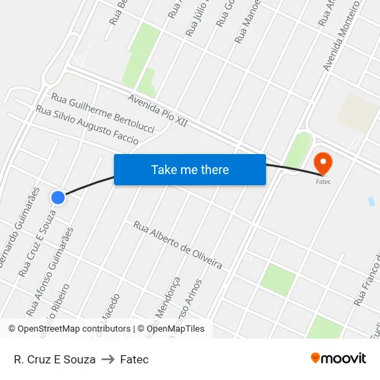 R. Cruz E Souza to Fatec map