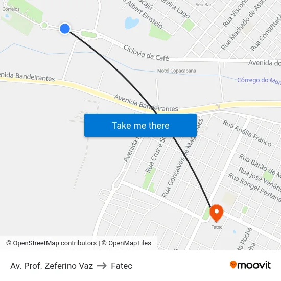 Av. Prof. Zeferino Vaz to Fatec map