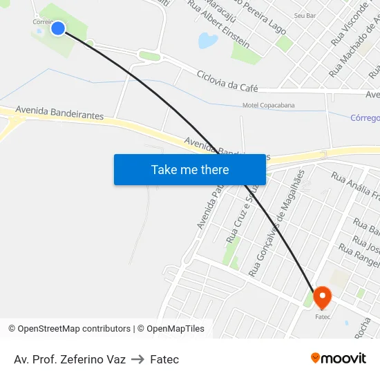 Av. Prof. Zeferino Vaz to Fatec map