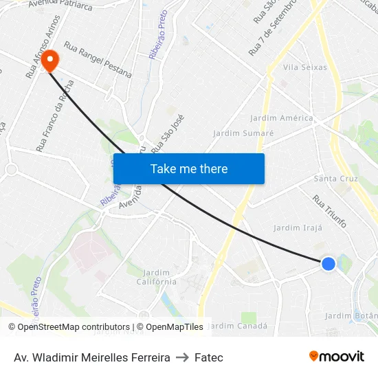 Av. Wladimir Meirelles Ferreira to Fatec map
