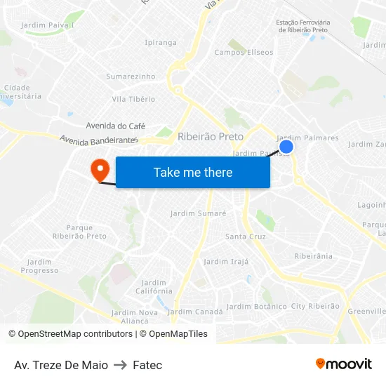Av. Treze De Maio to Fatec map