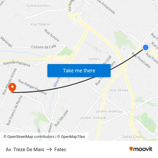 Av. Treze De Maio to Fatec map