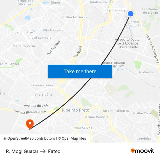 R. Mogi Guaçu to Fatec map