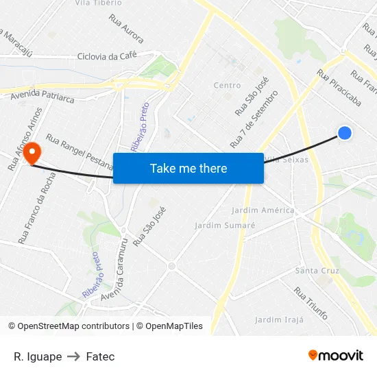 R. Iguape to Fatec map