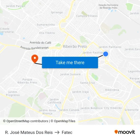 R. José Mateus Dos Reis to Fatec map