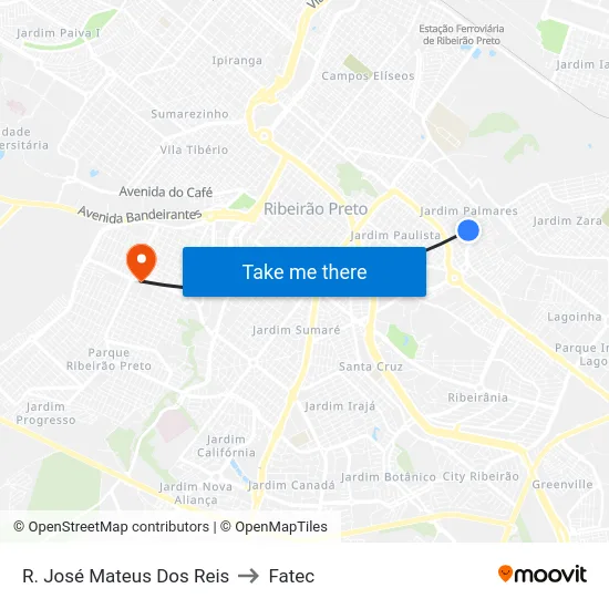 R. José Mateus Dos Reis to Fatec map