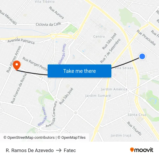 R. Ramos De Azevedo to Fatec map