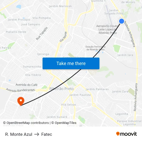 R. Monte Azul to Fatec map