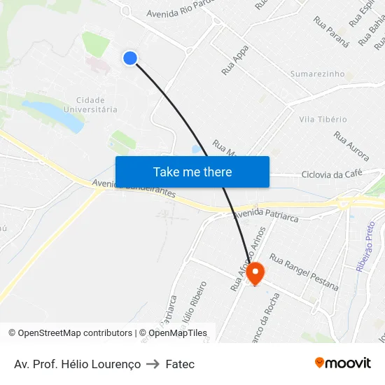 Av. Prof. Hélio Lourenço to Fatec map