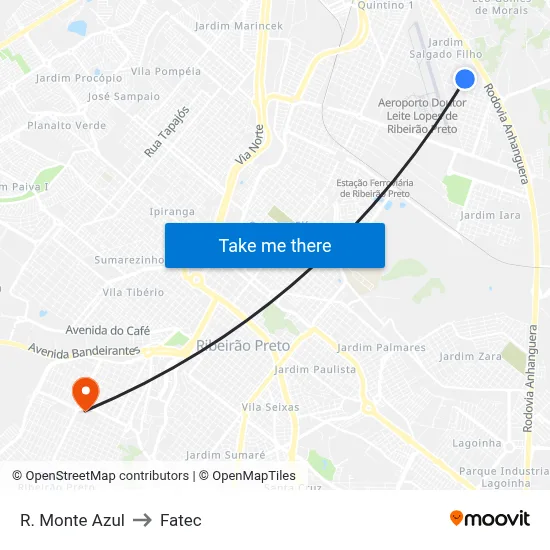 R. Monte Azul to Fatec map