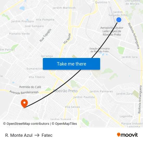 R. Monte Azul to Fatec map