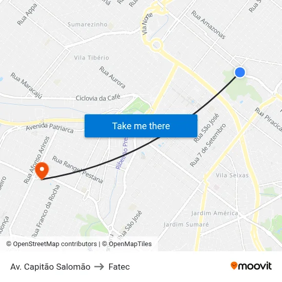 Av. Capitão Salomão to Fatec map