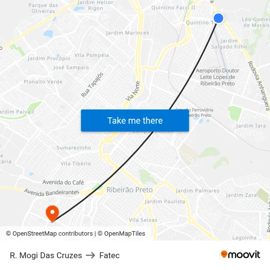 R. Mogi Das Cruzes to Fatec map