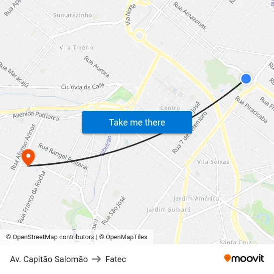Av. Capitão Salomão to Fatec map