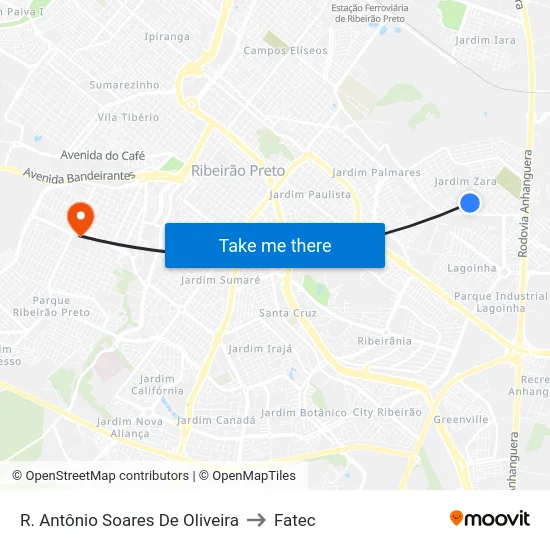 R. Antônio Soares De Oliveira to Fatec map