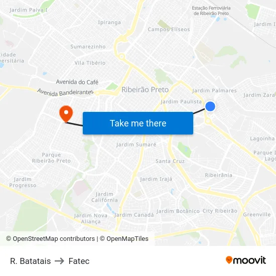 R. Batatais to Fatec map